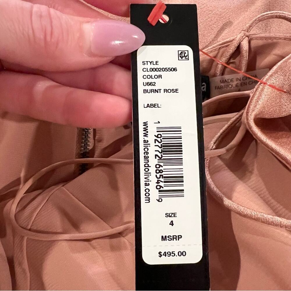 Alice + Olivia Dusty Rose Satin Maxi Slip Dress - Picture 8 of 12